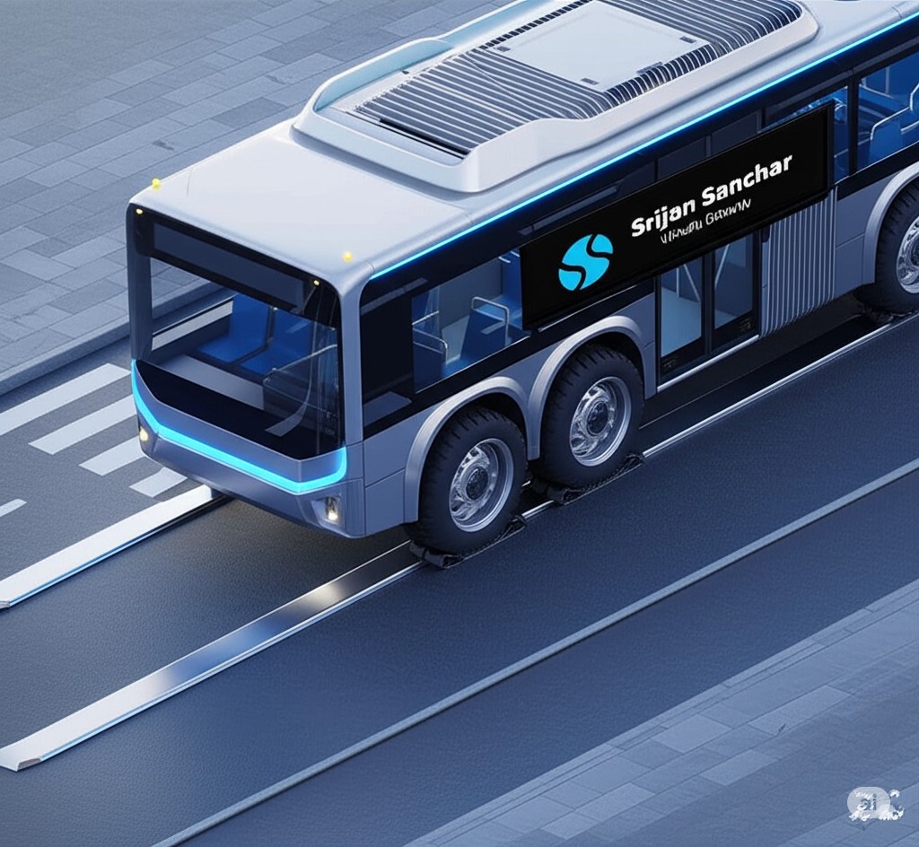 Hybrid Bus System  Steel Strip Guidance with Rubber Traction